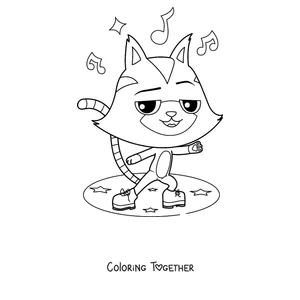 Coloring page of CatRat dancing