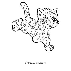 Coloring page of a cheetah cub running