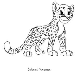 Coloring page of a cheetah cub standing
