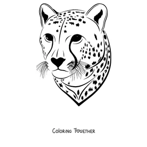 Coloring page of a close-up of a cheetah's face