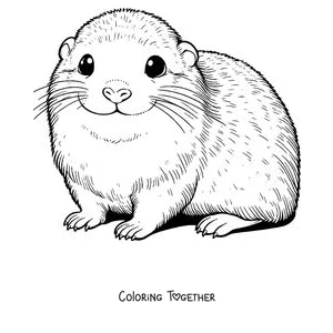 Coloring page of a chubby lemming facing forward