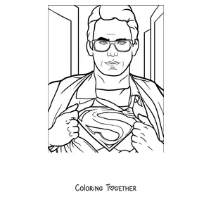 Coloring page of Clark Kent opening his shirt to reveal the Superman S