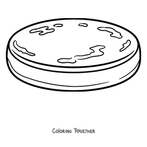 Coloring page of a classic round arepa