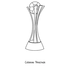 Coloring page of the Club World Cup trophy with a ball on top