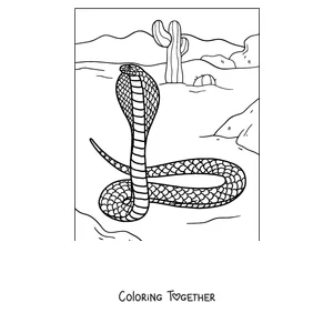 Coloring page of a cobra with its hood spread