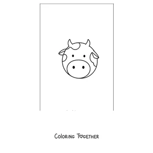 Coloring page of cartoon cow face