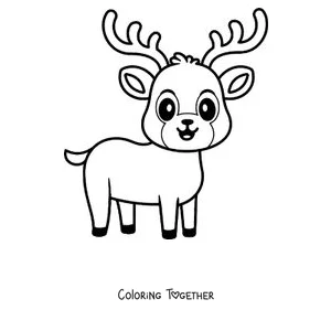 Coloring page of a cute baby deer seen from the front