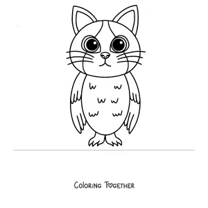 Coloring page of a cute Meowl seen from the front