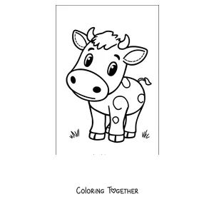 Coloring page of cute spotted cartoon cow