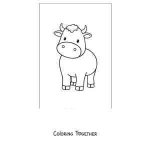 Coloring page of easy cow for little kids