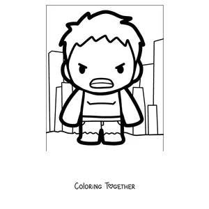 Coloring page of Simple Hulk for little kids