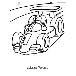 Coloring page of a classic Formula 1 car with the number 7