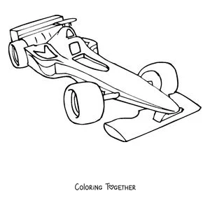 Coloring page of a sporty Formula 1 racing car with aerodynamic lines