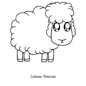 Coloring page of fluffy sheep with bright eyes