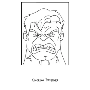 Coloring page of Hulk's angry face