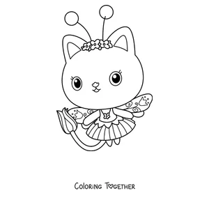 Coloring page of Kitty Fairy, the fairy cat