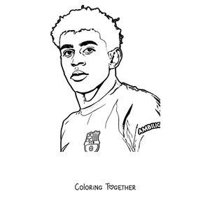 Coloring page of Lamine Yamal's smiling face