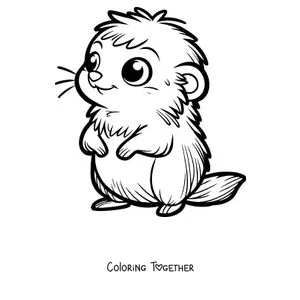 Coloring page of a lemming standing on two legs