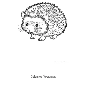 Coloring page of a little hedgehog walking sideways