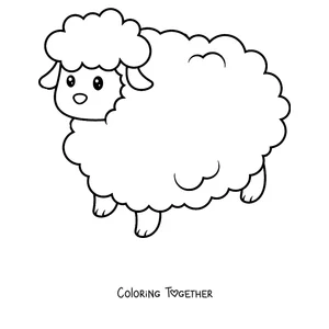 Coloring page of little lamb standing