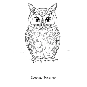Coloring page of a majestic Meowl with big eyes