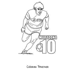 Coloring page of Maradona running in the number 10 shirt