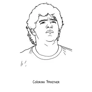 Coloring page of a portrait of Maradona