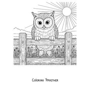 Coloring page of a Meowl perched on a fence in the sun
