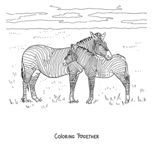 Coloring page of a mother zebra with her foal