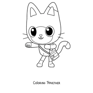Coloring page of Pandy Paws, Gabby's cat-panda friend