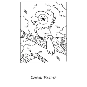 Coloring page of a cute parrot for the littlest kids