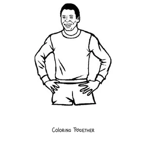 Coloring page of Pelé standing with his hands on his hips