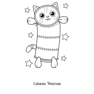 Coloring page of Pillow Cat, the sleepy cat