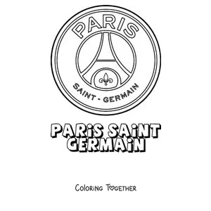 Coloring page of the PSG crest with the name Paris Saint-Germain