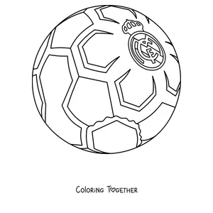 Coloring page of a football with the Real Madrid crest