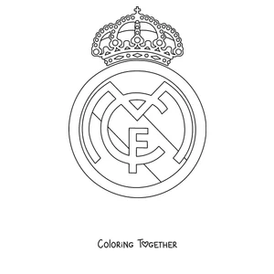 Coloring page of the Real Madrid crest with its crown