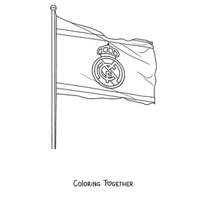 Coloring page of a Real Madrid flag with the crest