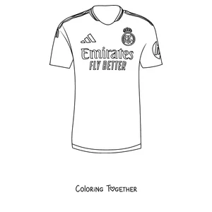 Coloring page of the white Real Madrid jersey