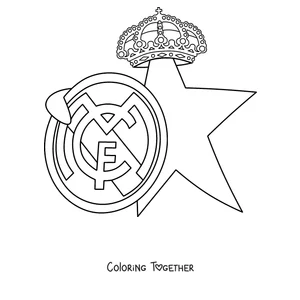 Coloring page of the Real Madrid logo next to a star