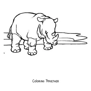Coloring page of a rhino in profile