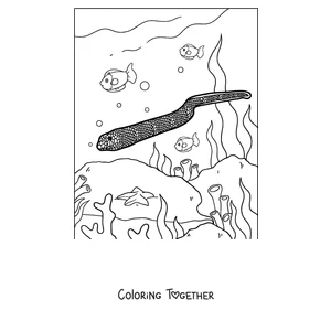 Coloring page of a sea snake swimming