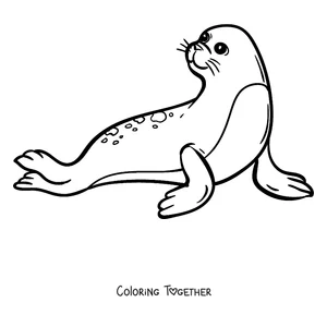 Coloring page of a seal resting on the ice