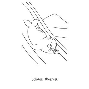 Coloring page of a seal sliding on the snow