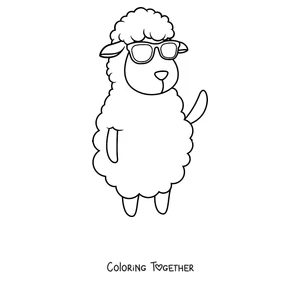 Coloring page of sheep wearing glasses