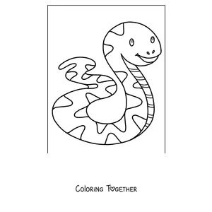 Coloring page of a simple smiling snake