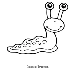 Coloring page of a smiling cartoon slug