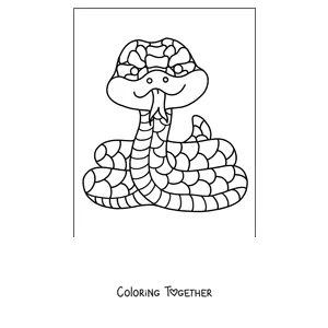 Coloring page of a smiling cartoon snake