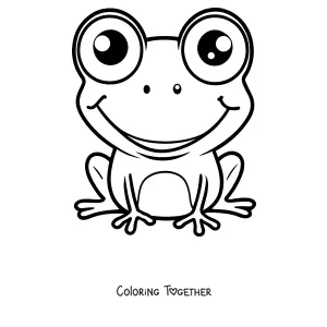 Coloring page of a smiling frog with big eyes