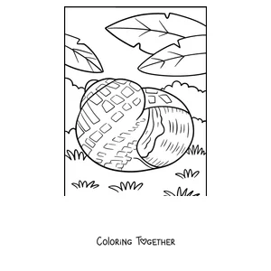 Coloring page of a snail hiding inside its shell