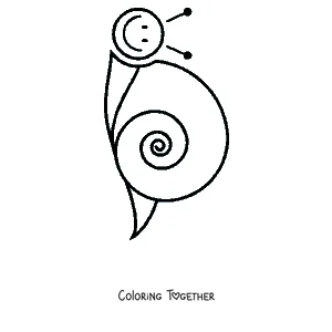 Coloring page of a snail standing up with its spiral shell